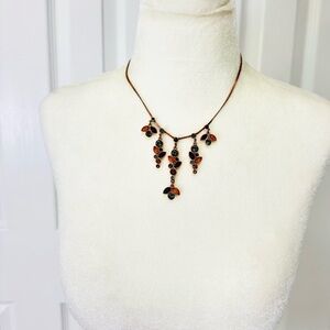 NWT Pilgrim Necklace Coper Chain dangling cabochon rhinestones